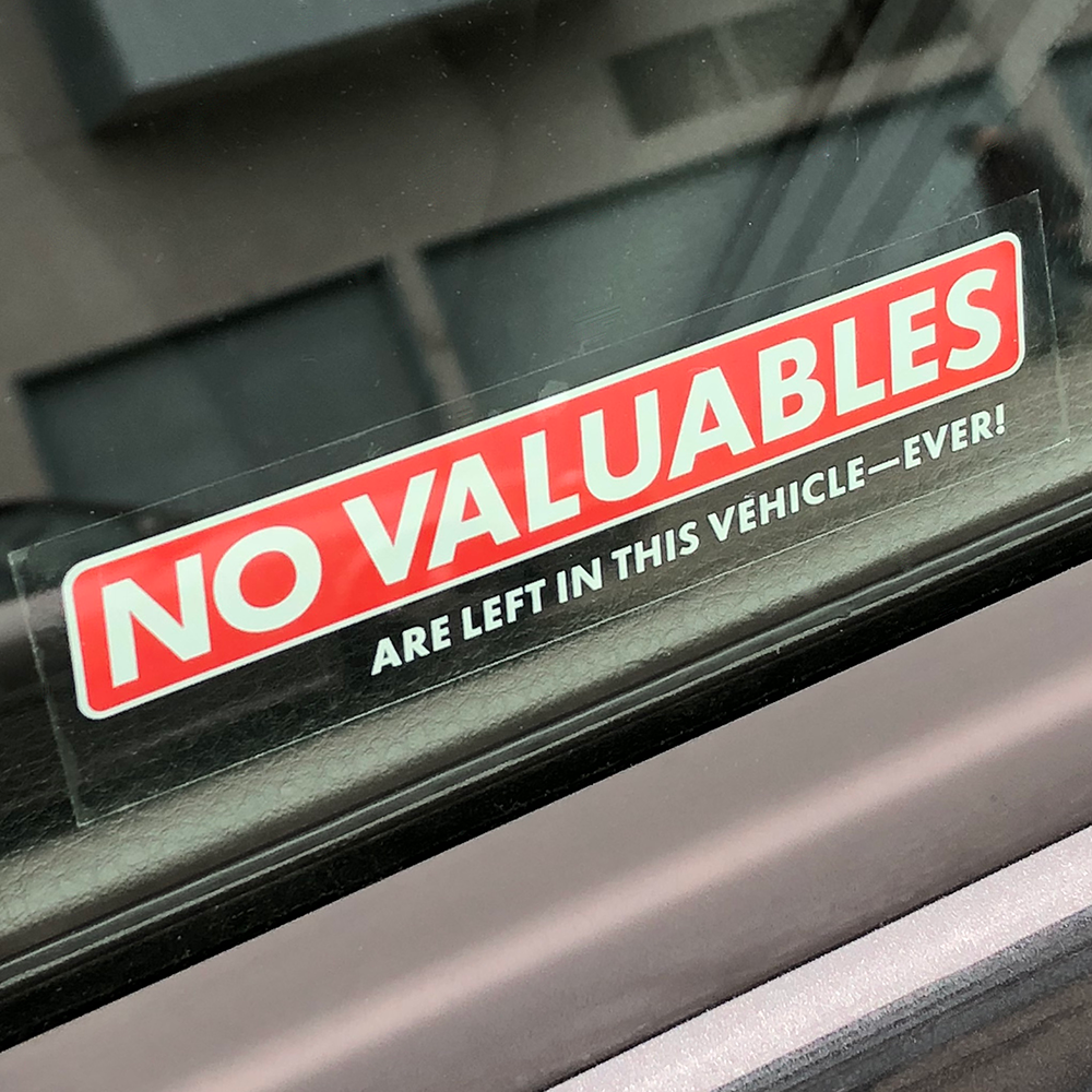Image of No Valuables automotive window decal